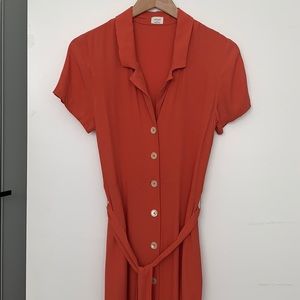 Aritzia-Wilfred Shirt Dress Burnt Orange